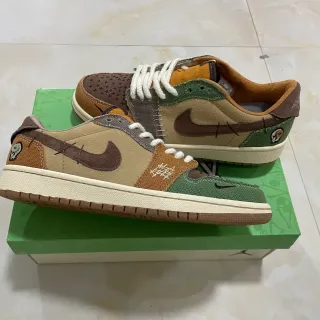 Nike Air Jordan 1 Low Patchwork Beige Olive Brown حذاء أسلوب حياة