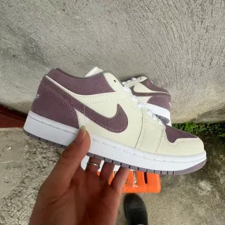Nike Air Jordan 1 Low Purple and Cream Lifestyle Sneakers