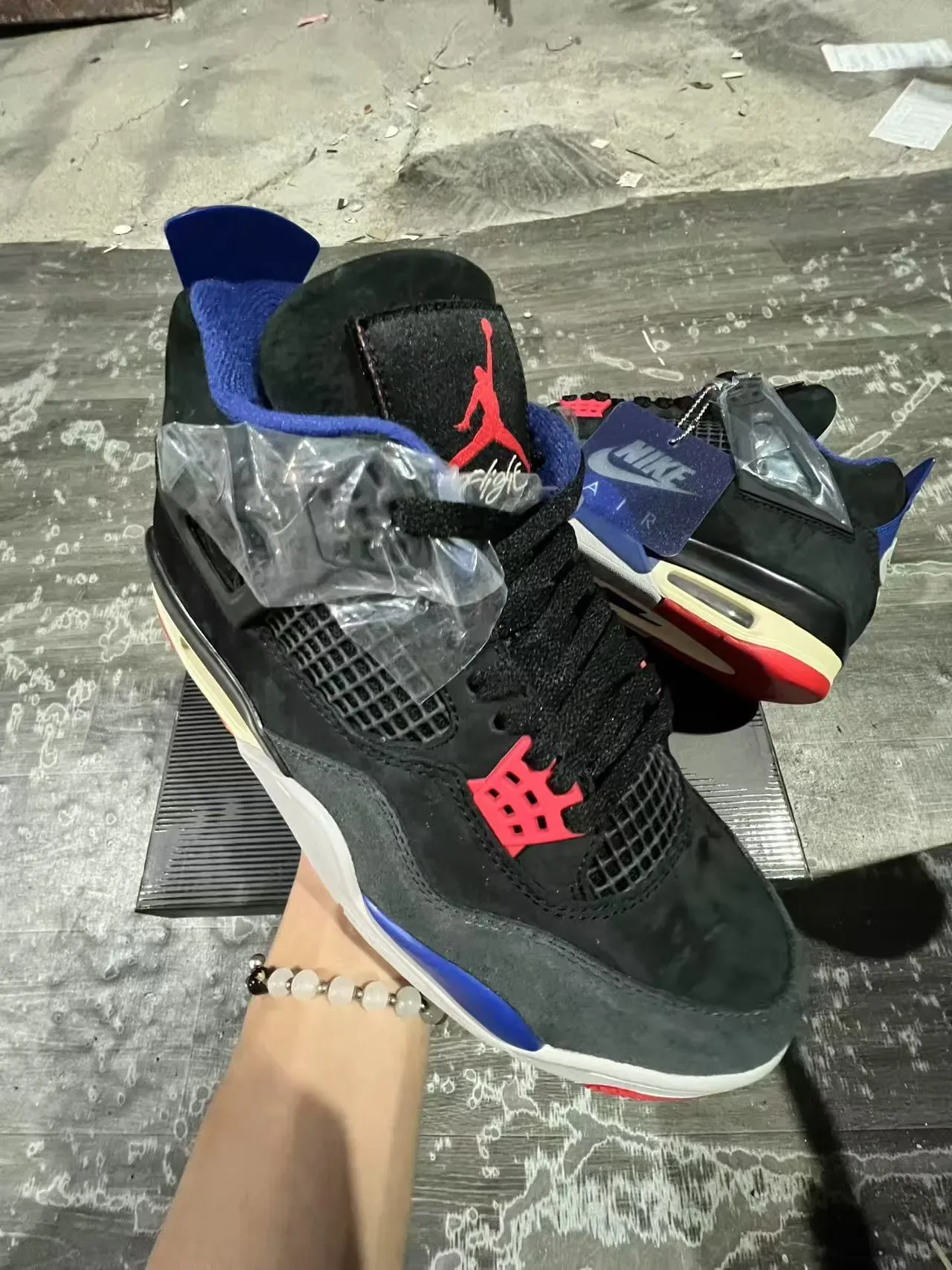 Nike Air Jordan 4 Negro Azul Royal Rojo Zapatillas de Baloncesto 2