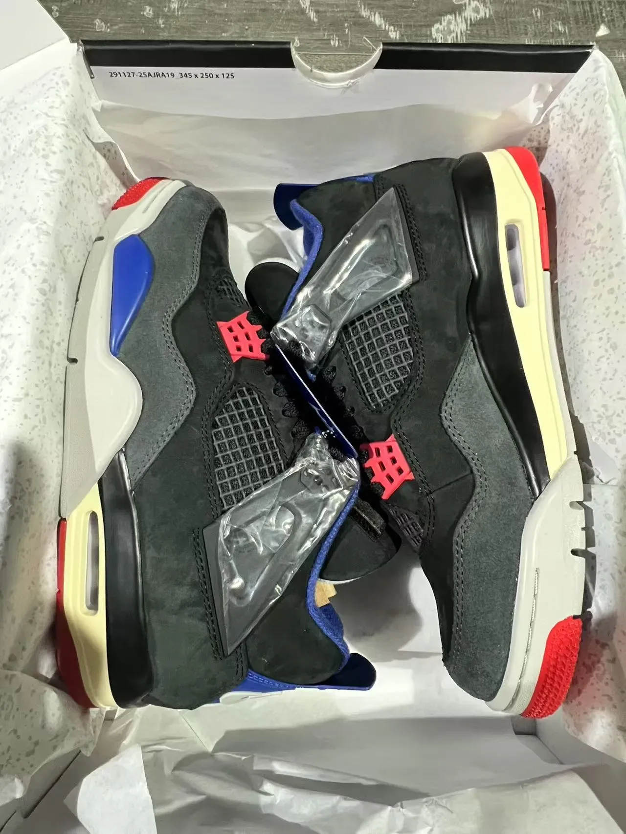 Nike Air Jordan 4 Negro Azul Royal Rojo Zapatillas de Baloncesto 9