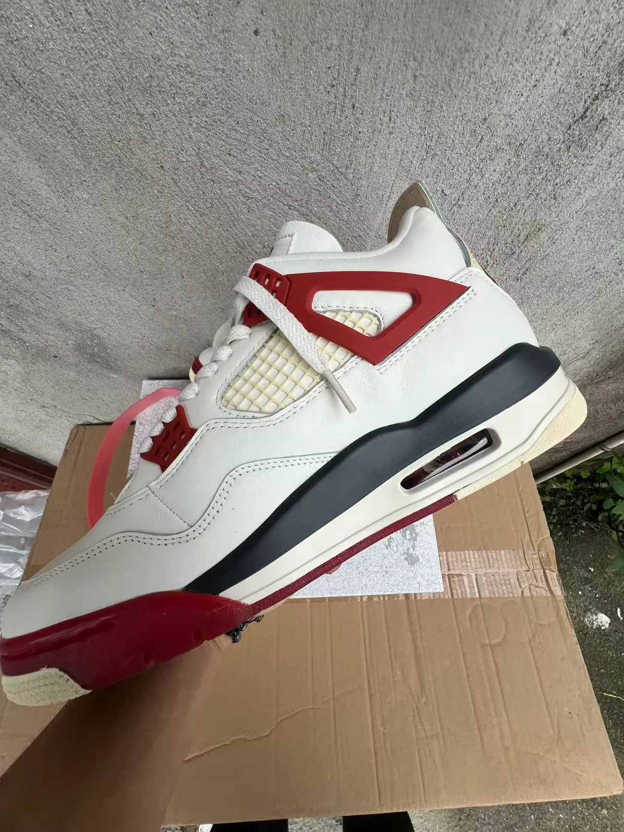 Nike Air Jordan 4 Tênis de Basquete Branco Vermelho Preto 7