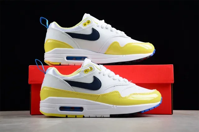 Nike Air Max 1 White Yellow Navy Lifestyle Sneakers 16