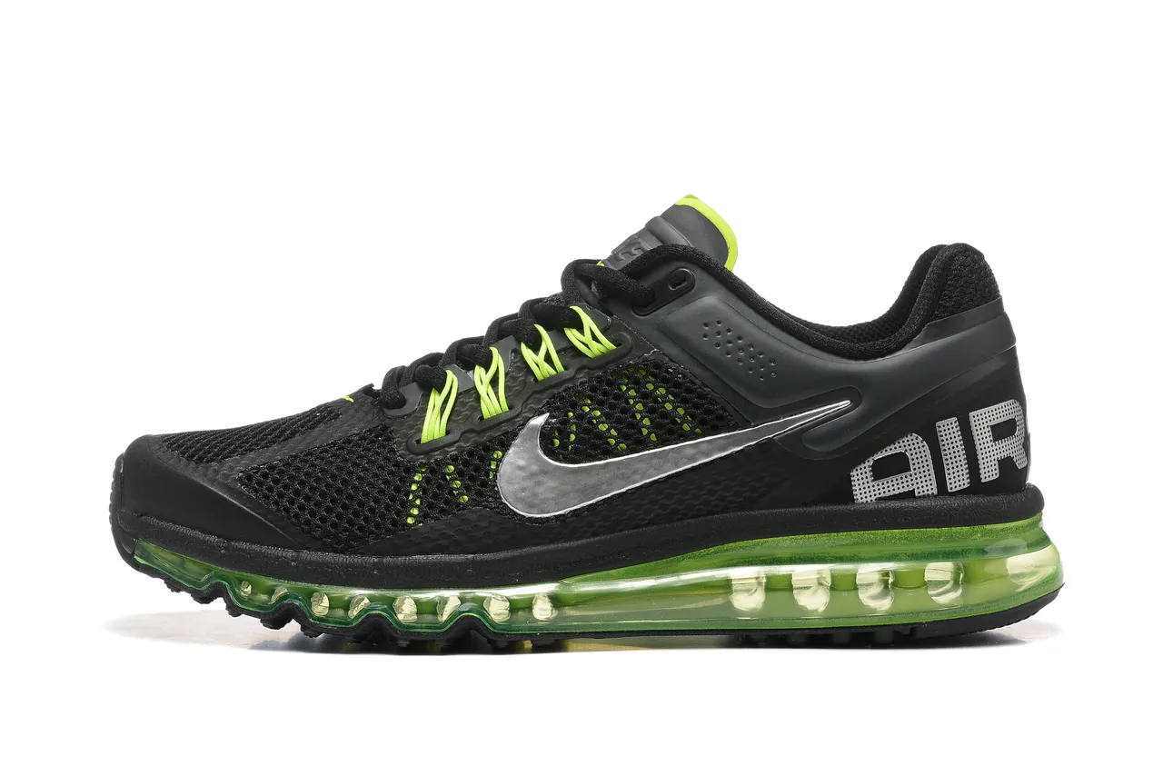 Nike Air Max 2013 Black and Neon Lime Running Shoes 4