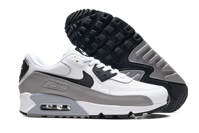 Nike Air Max 90 White Gray Black Lifestyle Sneakers 4