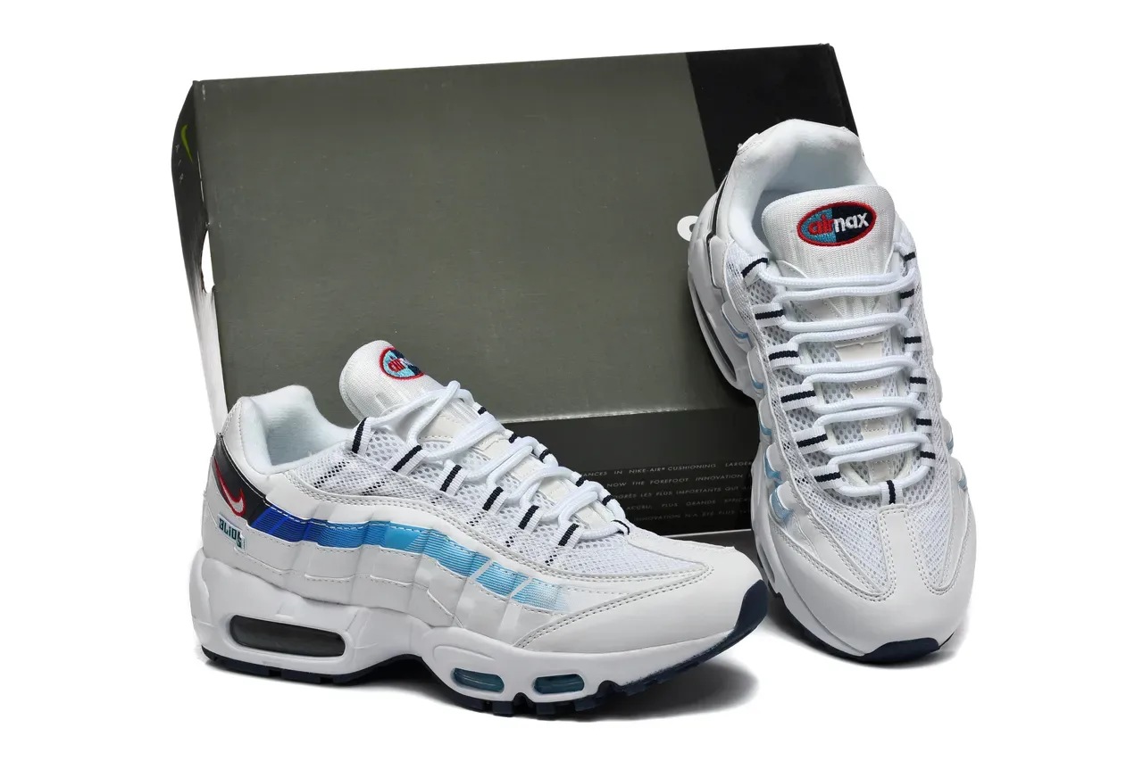 Nike Air Max 95 Detroit Lions Sneakers Lifestyle Blancs Bleus Marines 2