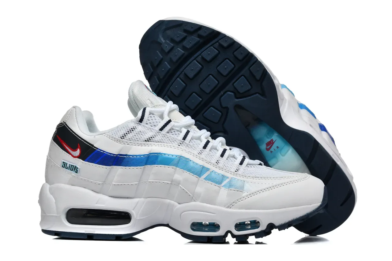 Nike Air Max 95 Detroit Lions Sneakers Lifestyle Blancs Bleus Marines 4
