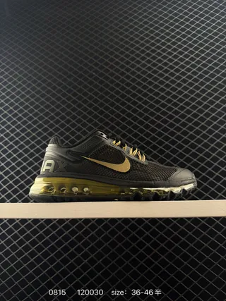 Nike Air Max Black Gold Full-Length Visible Cushioning Breathable Mesh Upper Running Shoes 2