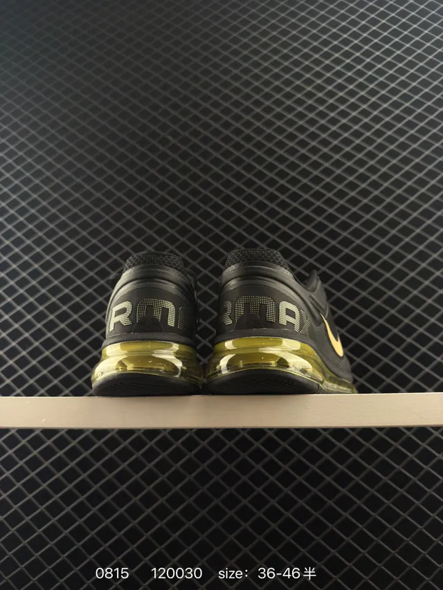 Nike Air Max Black Gold Full-Length Visible Cushioning Breathable Mesh Upper Running Shoes 4
