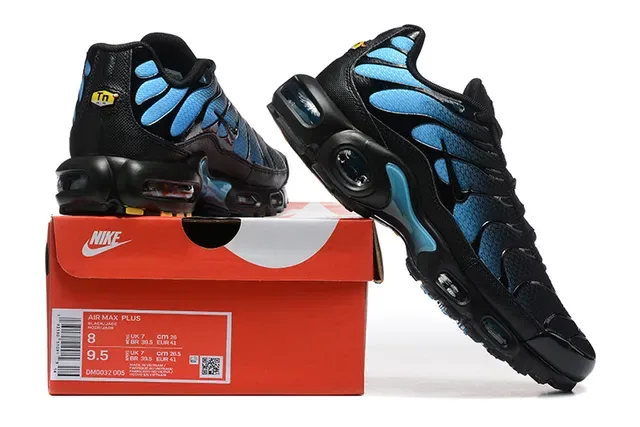 Nike Air Max Plus Black and Blue Wave Lifestyle Sneakers 2