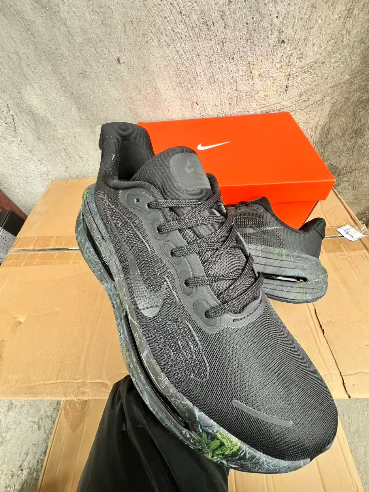 Nike Air Max Scorpion Black Green Knit Upper Marbled Midsole Chunky Sneakers 2
