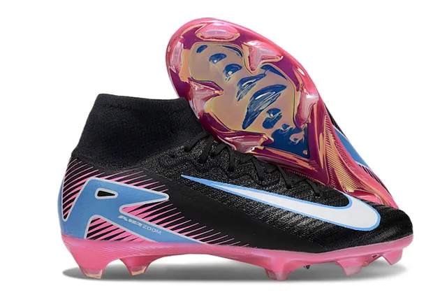 Nike Air Zoom أسود وردي عالي الارتفاع الجزء العلوي التريكو كم الكاحل المتكامل أرض صلبة أحذية كرة القدم 2
