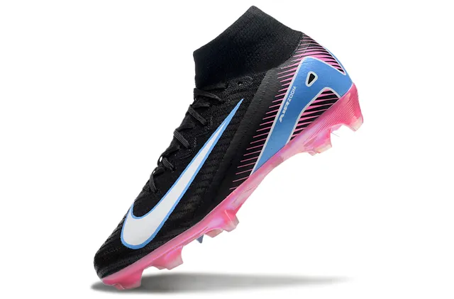 Nike Air Zoom أسود وردي عالي الارتفاع الجزء العلوي التريكو كم الكاحل المتكامل أرض صلبة أحذية كرة القدم 4