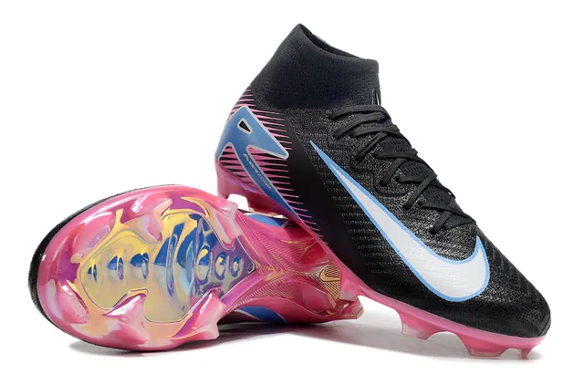 Nike Air Zoom أسود وردي عالي الارتفاع الجزء العلوي التريكو كم الكاحل المتكامل أرض صلبة أحذية كرة القدم 6
