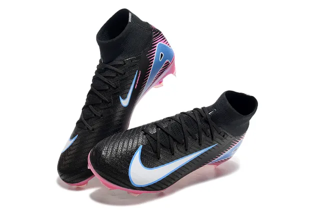 Nike Air Zoom أسود وردي عالي الارتفاع الجزء العلوي التريكو كم الكاحل المتكامل أرض صلبة أحذية كرة القدم 8