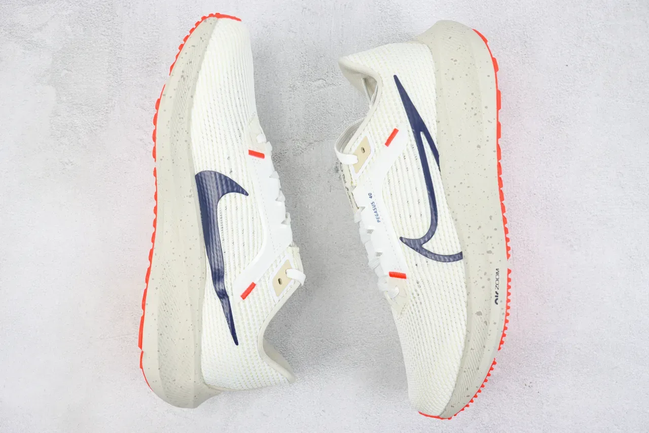 Nike Air Zoom Pegasus 40 Off-White Navy Orange Running Shoes 2