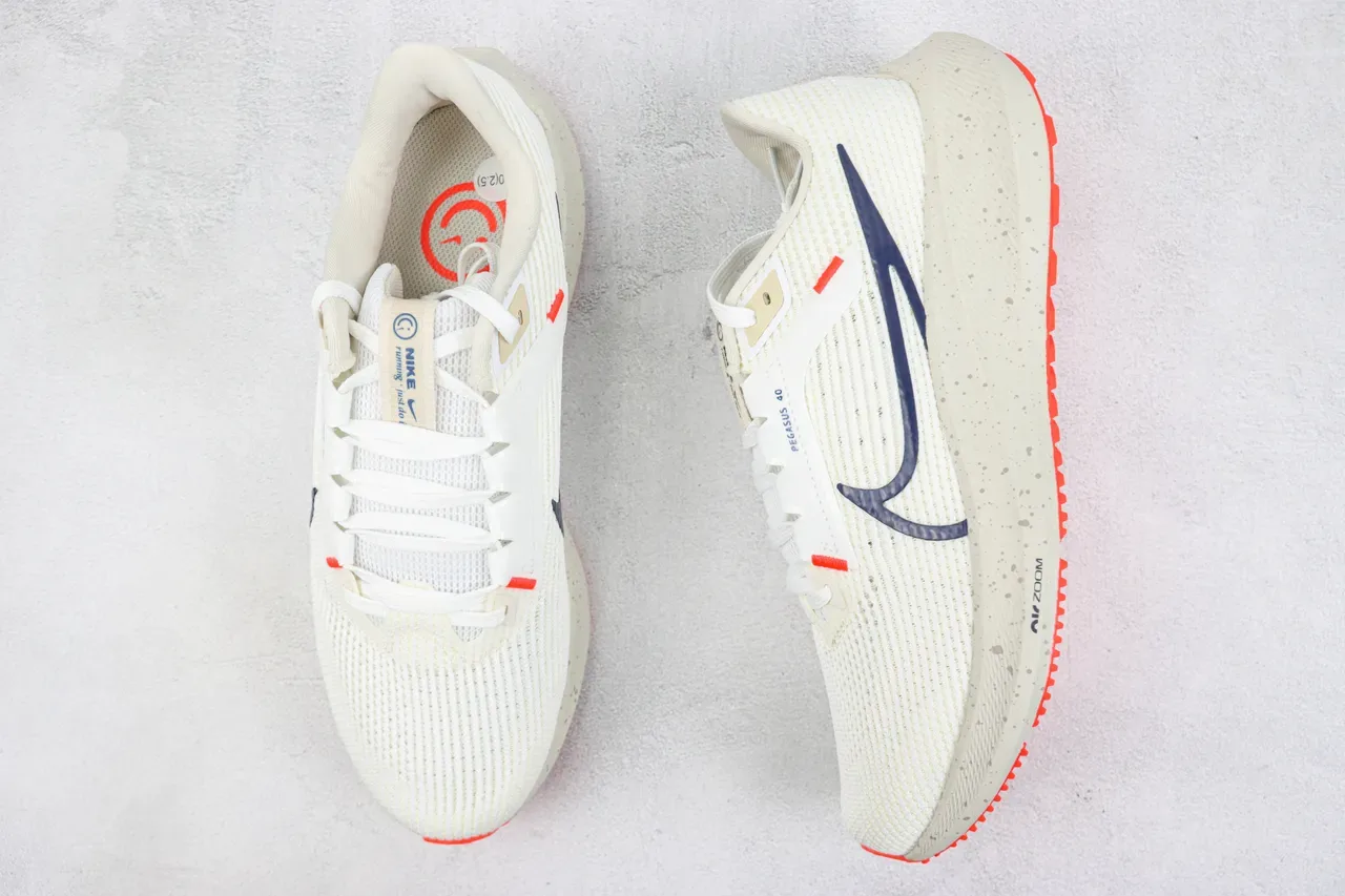 Nike Air Zoom Pegasus 40 Off-White Navy Orange Running Shoes 3