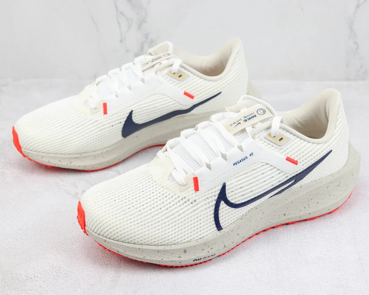 Nike Air Zoom Pegasus 40 Off-White Navy Orange Running Shoes 4