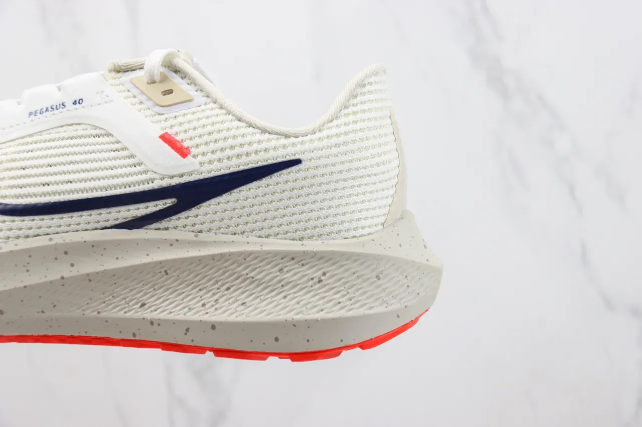 Nike Air Zoom Pegasus 40 Off-White Navy Orange Running Shoes 7