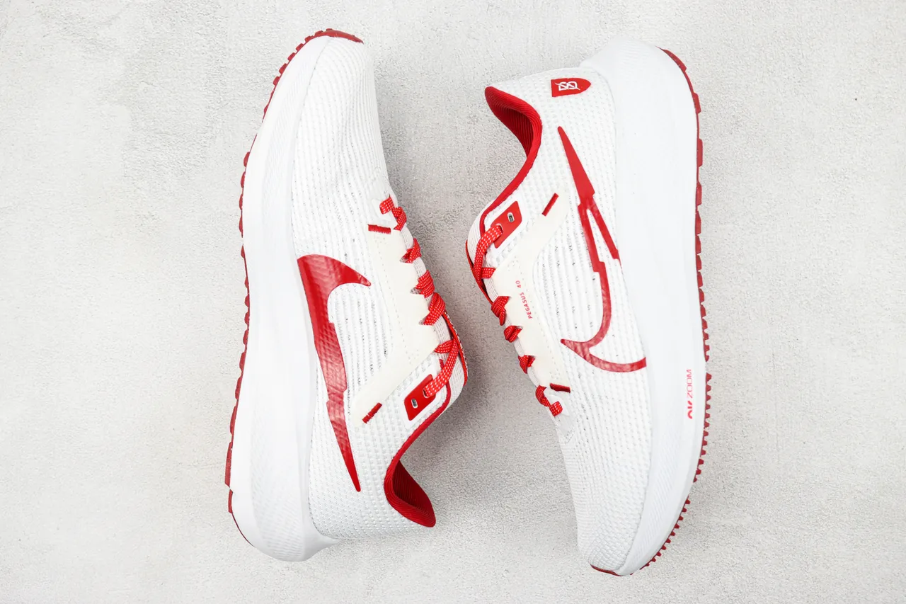 Nike Air Zoom Pegasus 40 White and Red Running Shoes 2