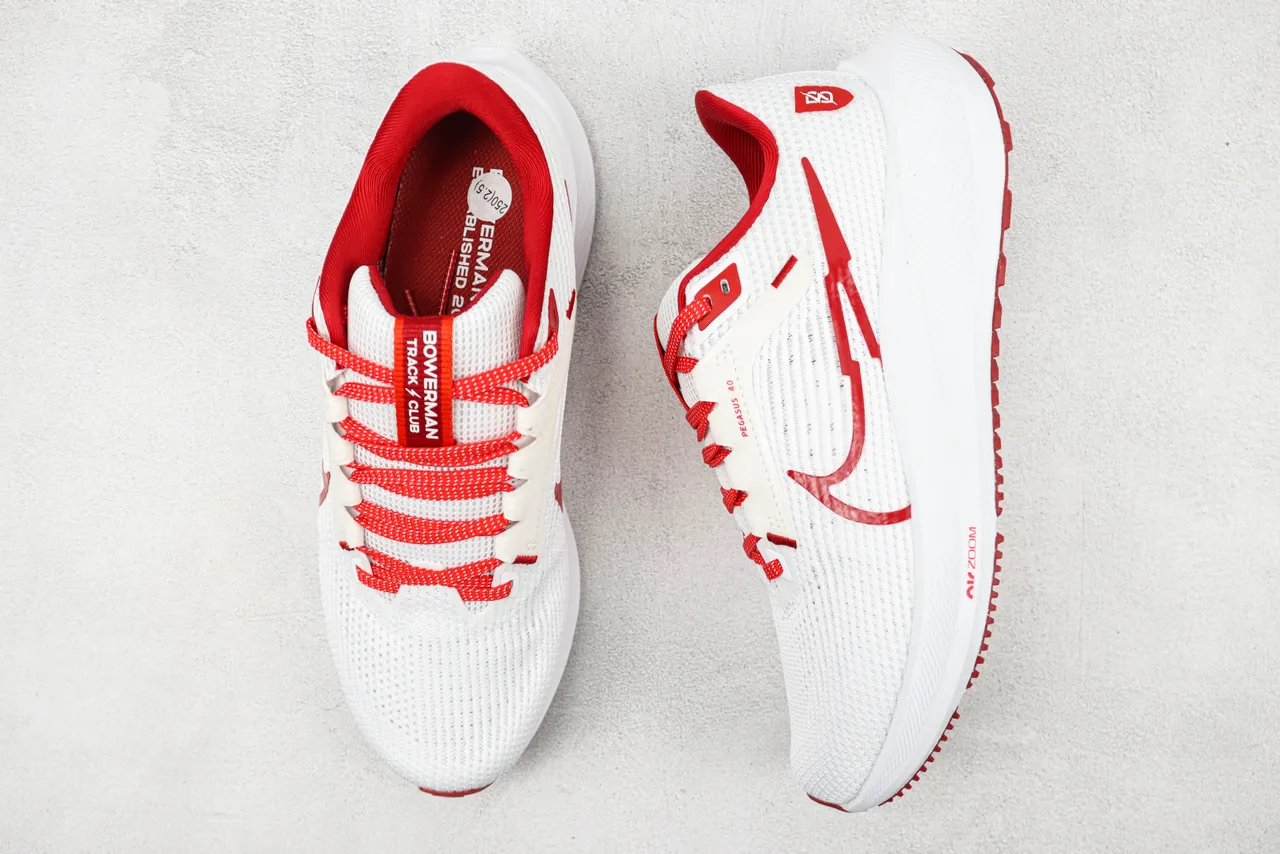 Nike Air Zoom Pegasus 40 White and Red Running Shoes 3