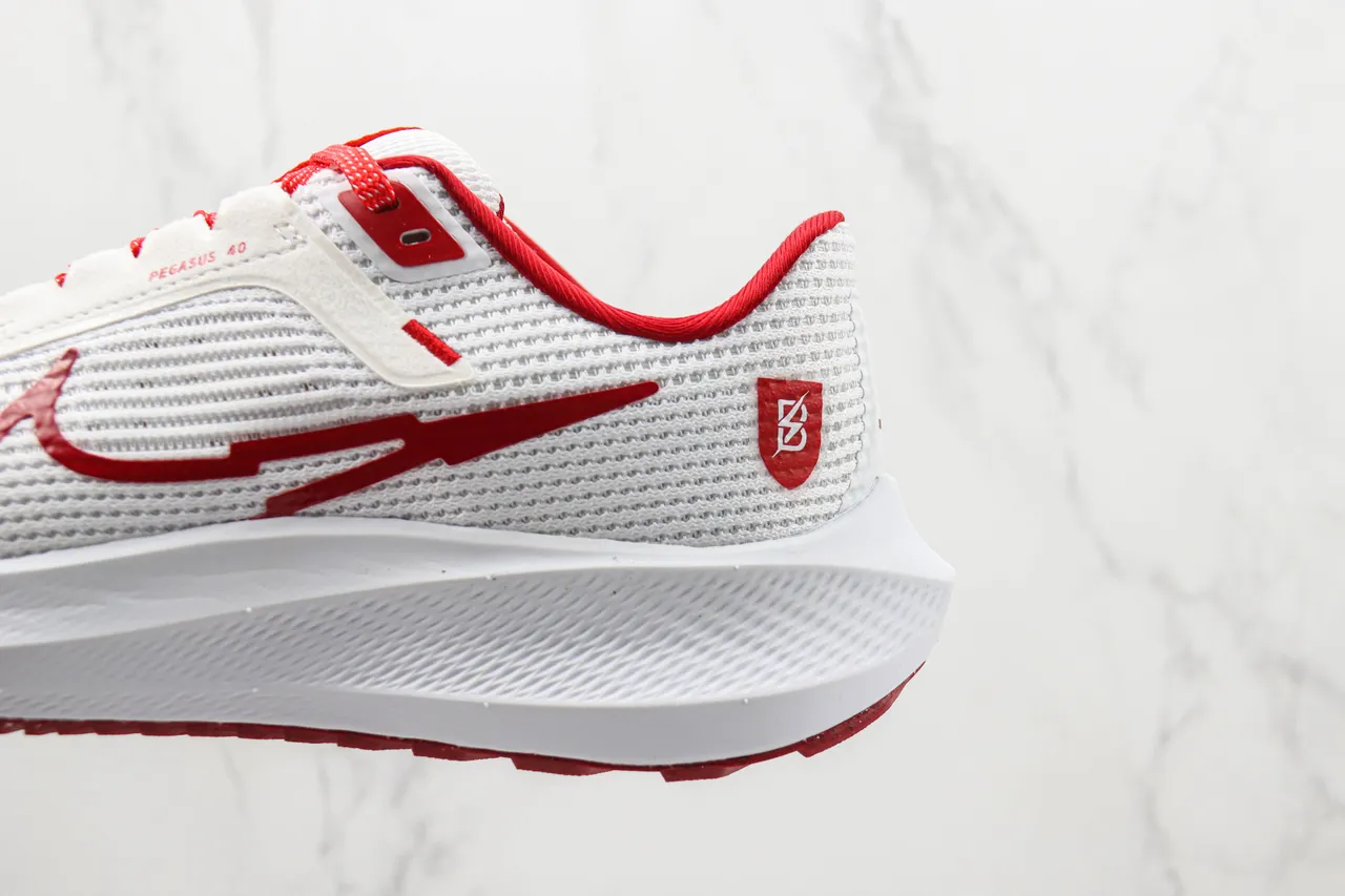 Nike Air Zoom Pegasus 40 White and Red Running Shoes 7
