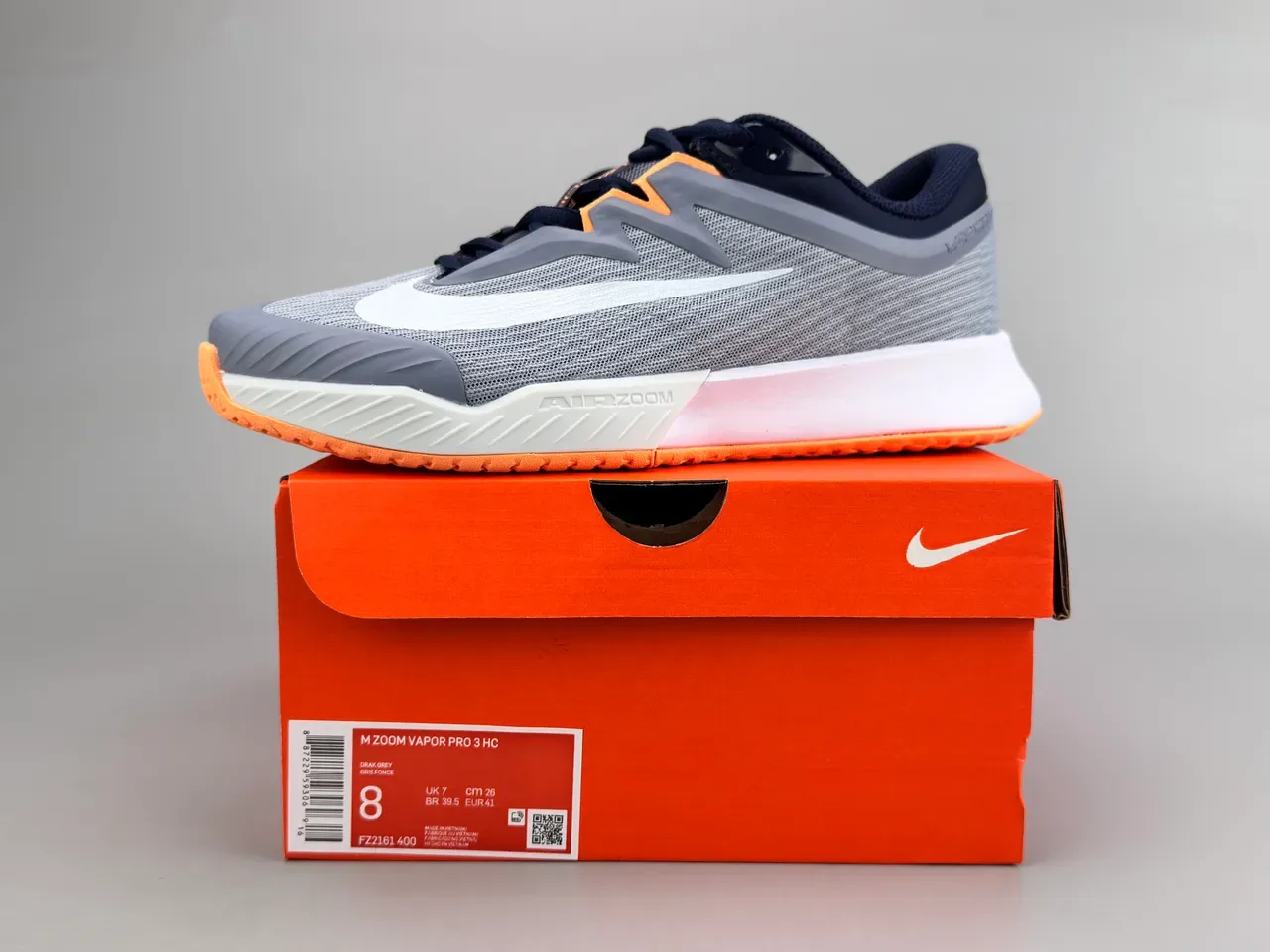 Nike Air Zoom Vapor Gray Navy Orange Running Shoes 4