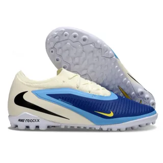 Nike 米色蓝色低帮合成材料笼架叠加草地足球鞋