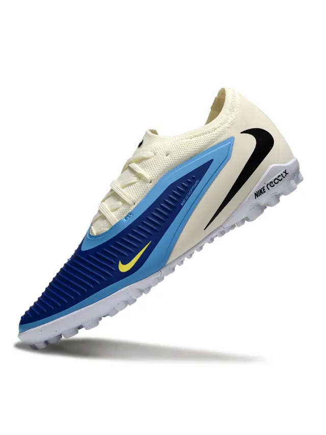 Nike 米色蓝色低帮合成材料笼架叠加草地足球鞋 3