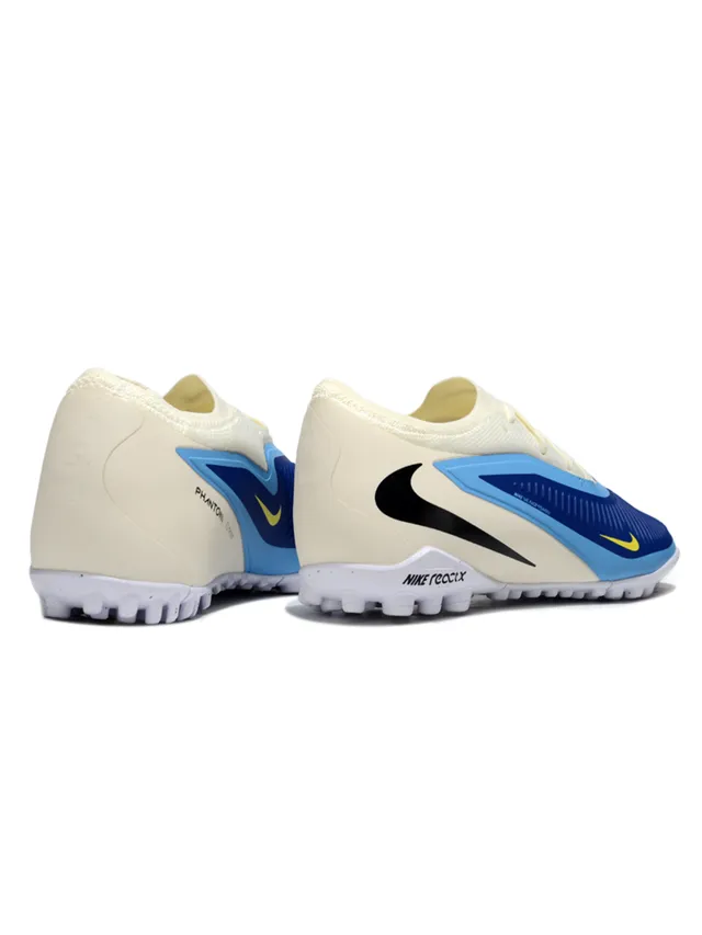 Nike 米色蓝色低帮合成材料笼架叠加草地足球鞋 5