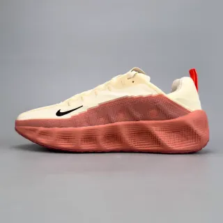 Nike Beige Red Textile Upper Sculpted Grid-Textured Midsole Sneakers