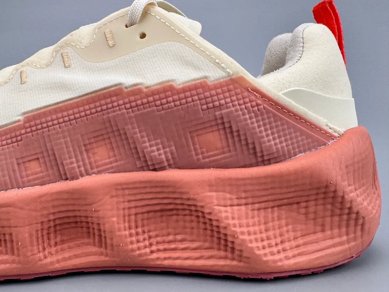Nike Beige Red Textile Upper Sculpted Grid-Textured Midsole Sneakers 7