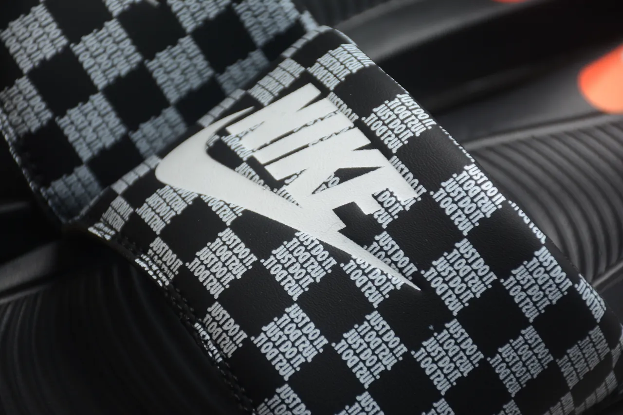 Nike Benassi JDI Checkerboard Print Slippers 6