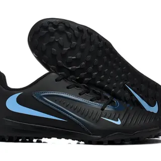 Nike Preto Azul Upper Sintético Baixo Corte Silueta Turf Sapatos de Futebol