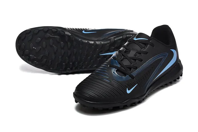 Nike Black Blue Synthetic Upper Low-Cut Silhouette Turf Soccer Shoes 6