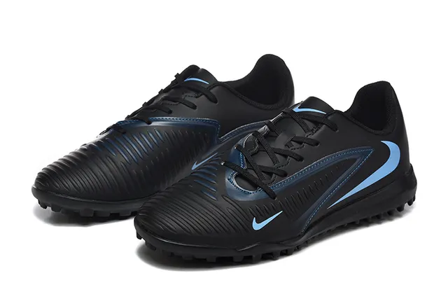 Nike Black Blue Synthetic Upper Low-Cut Silhouette Turf Soccer Shoes 8