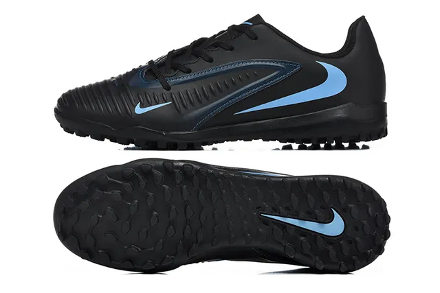 Nike Black Blue Synthetic Upper Low-Cut Silhouette Turf Soccer Shoes 9