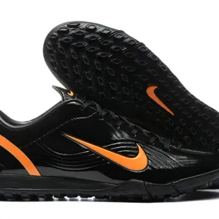 Nike Black Orange Low-Cut Glossy Synthetic Upper Turf Soccer Shoes