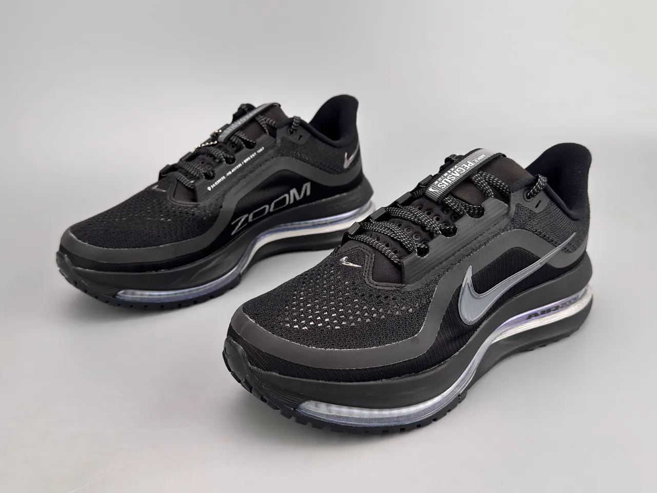 Nike Black Silver Full-Length Air Zoom Unit Engineered Mesh Upper Running Shoes 9