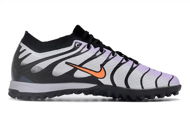 Nike Black White Low-Cut Knit Upper Wave-Patterned Synthetic Overlays Turf Soccer Shoes 5