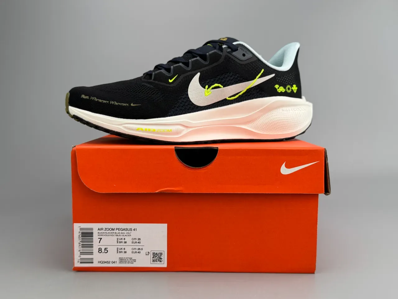 Nike Black Yellow Engineered Mesh Upper Air Zoom Forefoot Unit Running Shoes 4