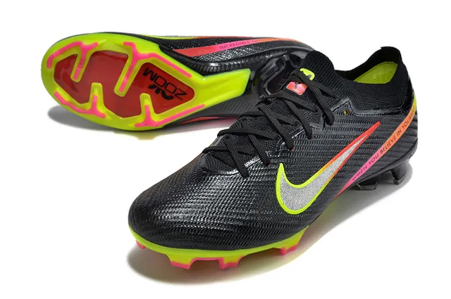Nike chaussures de football noir jaune upper tricoté col bas terrain ferme 3