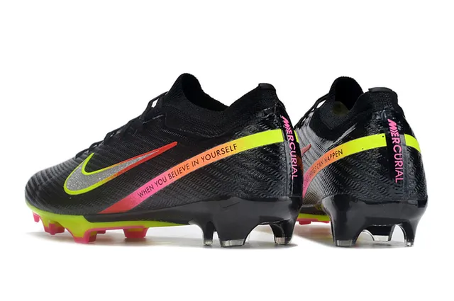 Nike chaussures de football noir jaune upper tricoté col bas terrain ferme 4