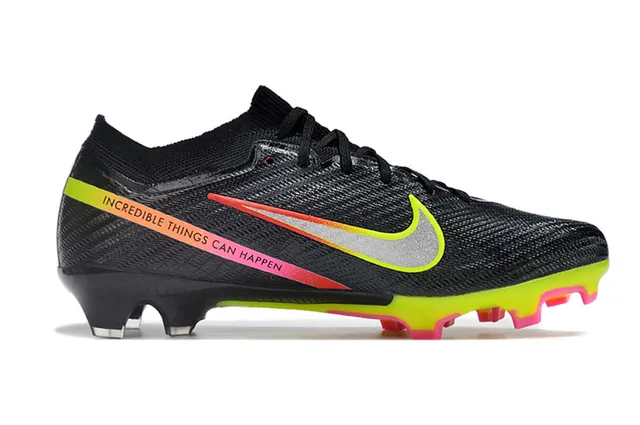 Nike chaussures de football noir jaune upper tricoté col bas terrain ferme 5