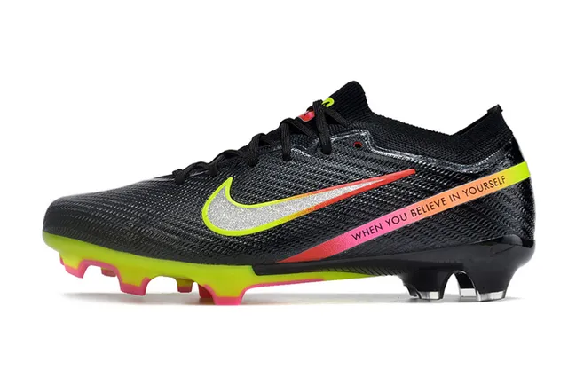 Nike chaussures de football noir jaune upper tricoté col bas terrain ferme 6