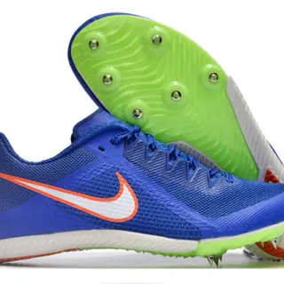 Nike नीला हरा लो-कट रेसिंग स्पाइक सांस लेने लायक जाली ऊपरी रनिंग जूते