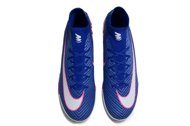 Nike Chuteiras de futebol turf azul rosa upper knit high-top sock collar 2