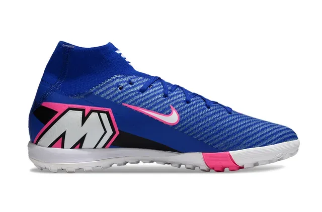 Nike Chuteiras de futebol turf azul rosa upper knit high-top sock collar 7