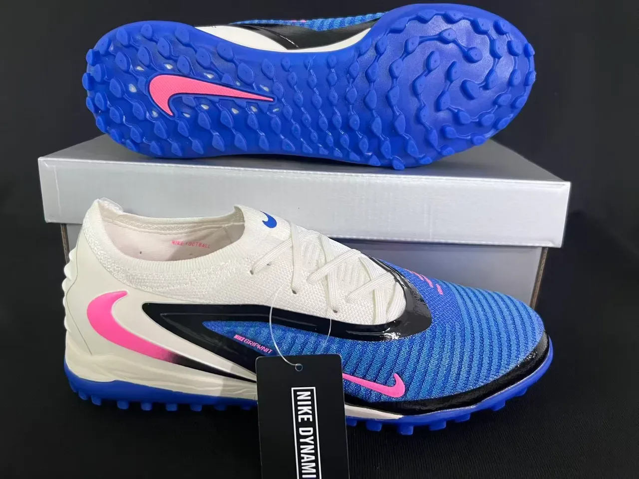 Nike Blue Pink Knit Upper Outsole Turf Soccer Shoes 7