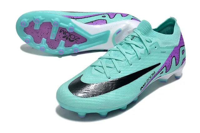 Nike Blue Purple Knit Upper Speckled Overlays Firm-Ground Soccer Shoes 3