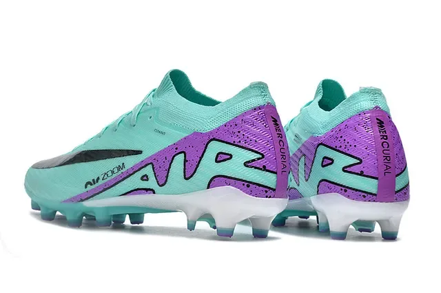 Nike Blue Purple Knit Upper Speckled Overlays Firm-Ground Soccer Shoes 4